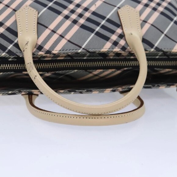 BURBERRY Nova Check Blue Label Hand Bag Nylon Gray Pink Auth - Picture 9 of 16